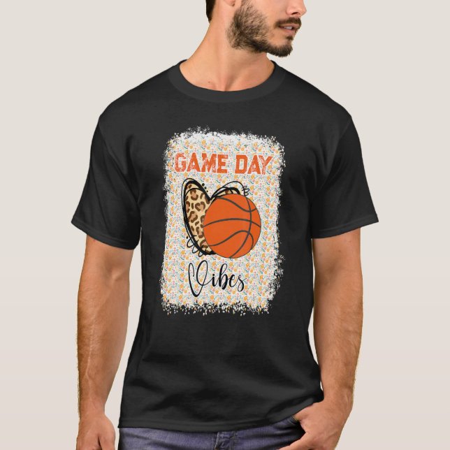 Basketball Bleached Game Day Vibes Basketball Mom  T Shirt (Framsida)