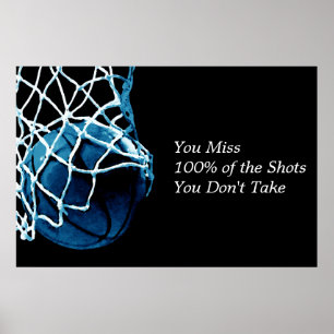 Basketball Blue Black Poster med motiv