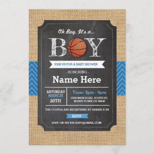 BasketBall Blue Boy Baby Shower Sports Inbjudan
