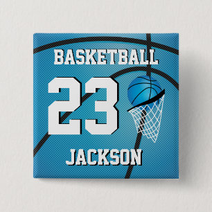 Basketball Blue och White Anpassa Knapp