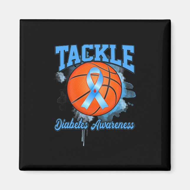 Basketball Blue Ribbon Diabetes Awareness Magnet (Framsidan)