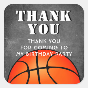 Basketball Boll Chalkboard Birthday Tack Fyrkantigt Klistermärke