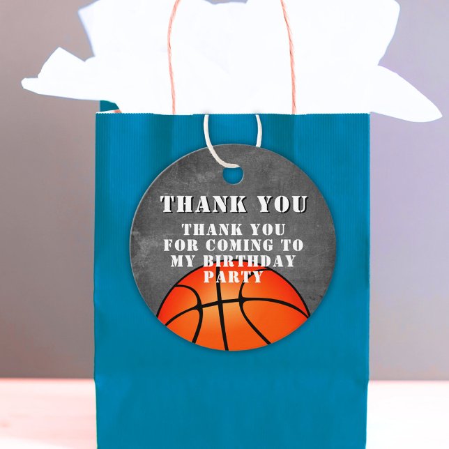 Basketball Boll Chalkboard Birthday Tack Gåvor Etiketter (Skapare uppladdad)