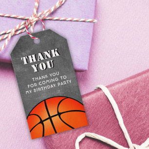 Basketball Boll Chalkboard Birthday Tack Presentetikett