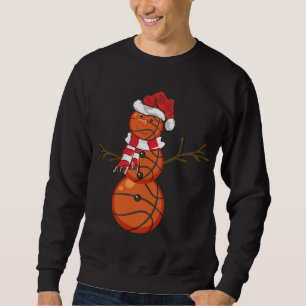 Basketball Boll Julafton Gift Snögubbe Basketball  Lång Ärmad Tröja