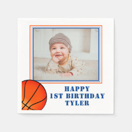 Basketball Boll Kids Photo Birthday Pappersservett