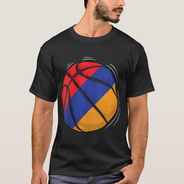 Basketball Boll med Flagga Armenien T Shirt (Framsida)