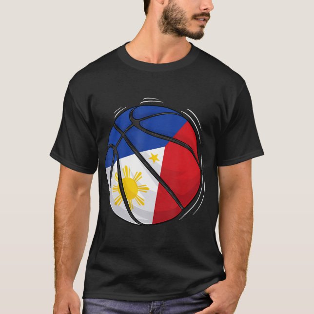 Basketball Boll med Flagga Filippinerna T Shirt (Framsida)
