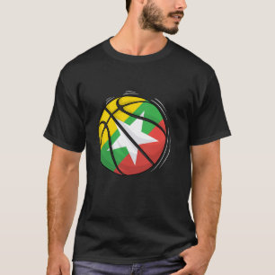 Basketball Boll med Flagga Myanmar T Shirt