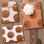 Basketball Boll Mönster Kids Namn Birthday Wrappin<br><div class="desc">Basketboll Boll Mönster Kids Namn födelsedag som slår Pappert Lakan. Anpassa med ditt namn eller radera texten.</div>