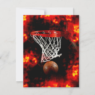 Basketball Boll, Net & Flames-inbjudningar Inbjudningar