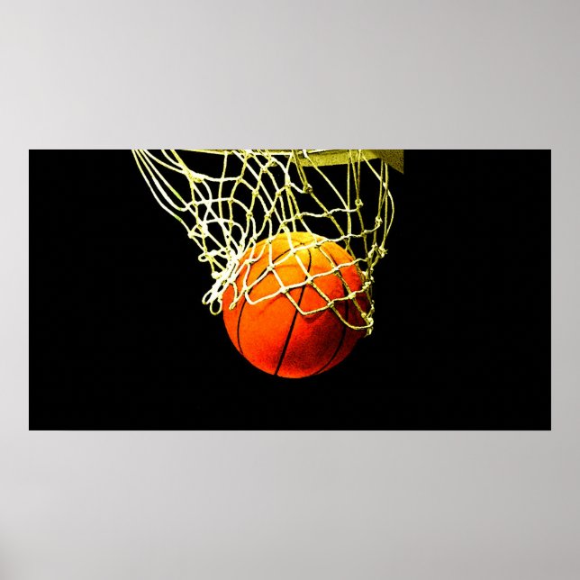 Basketball Boll & Net Print Poster (Framsidan)