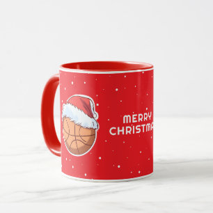 Basketball Boll Red Santa Hat God jul Mugg