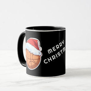 Basketball Boll Red Santa Hat God jul Mugg