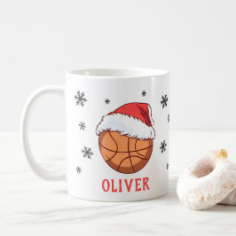 Basketball Boll Santa Hat Snowflake Namn Kaffemugg