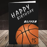 Basketball Boll Sports Black Boys Grattis på födel Kort<br><div class="desc">Basketball Boll Sports Black Boys Grattis på födelsedagen Card. Modern basketboll-födelsedagskort för alla som kärlek basketboll. Anpassa med ditt namn och din ålder på boll.</div>