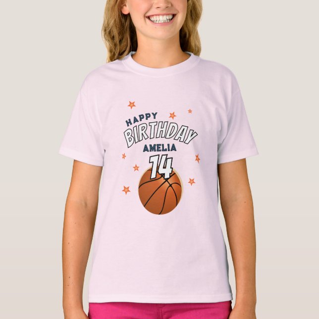 Basketball Boll Sports Grattis på födelsedagen Gir T Shirt (Framsida)