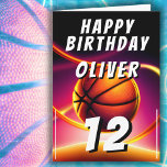 Basketball Boll Sports Grattis på födelsedagen Kort<br><div class="desc">Basketball Boll Ring sätter upp sportkortet Grattis på födelsedagen. Denna moderna utformning har texten "Grattis på födelsedagen", ett eget namn, en ålder och en basketboll boll på en levande och livfull bakgrund. Basketbollens tema gör det till perfekt för en basketboll fläkt. Anpassa med ditt namn, din ålder och din födelsedag...</div>