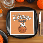 Basketball Boll Sports Grattis på födelsedagen Par Pappersservett<br><div class="desc">Basketball Boll Sports Grattis på födelsedagen Party Napkins. En modern personlig sportfödelsedag napkins med basket boll,  namn och ålder. Du kan ändra valfri text på kortet.</div>