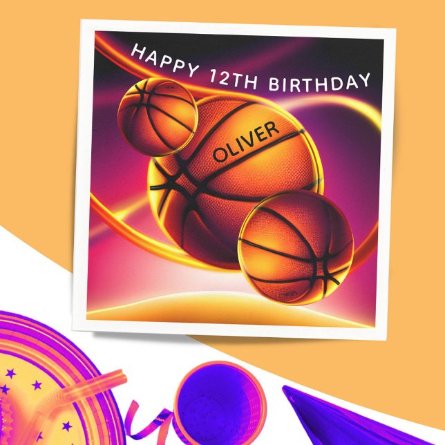 Basketball Boll Sports Grattis på födelsedagen Par Pappersservett (Skapare uppladdad)