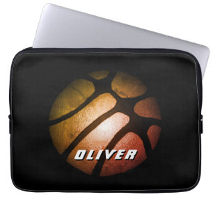 Basketball Boll Sports Lapto, Orange, svart, metal Laptop Fodral