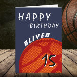 Basketball Boll Sports Tonåring Boys Grattis på fö Kort<br><div class="desc">Basketball Boll Sports Tonåring Boys Grattis på födelsedagen Card. Enkel abstrakt basketboll boll på mörk blått. Modern basketboll-födelsedagskort för alla som kärlek basketboll. Anpassa med ditt namn och din ålder på boll.</div>