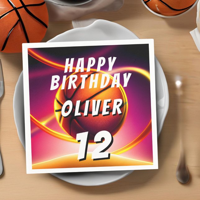 Basketball Boll Vivid Sports Grattis på födelsedag Pappersservett (Skapare uppladdad)