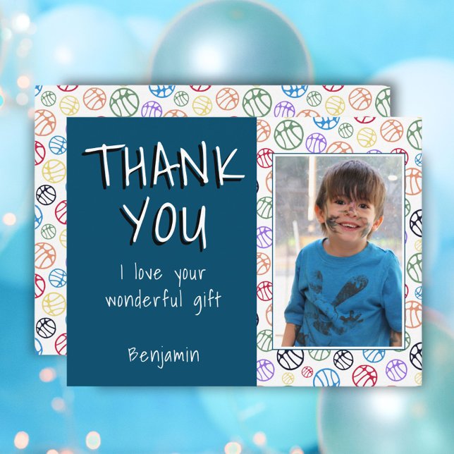 Basketball Bollar Blue Boy Photo Tack för födelsed Vykort (Skapare uppladdad)