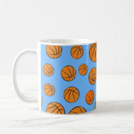 Basketball Bollar Mönster på Blue Background Kaffemugg