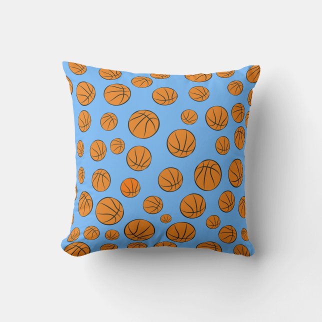 Basketball Bollar Mönster på Blue Background Kudde (Framsida)