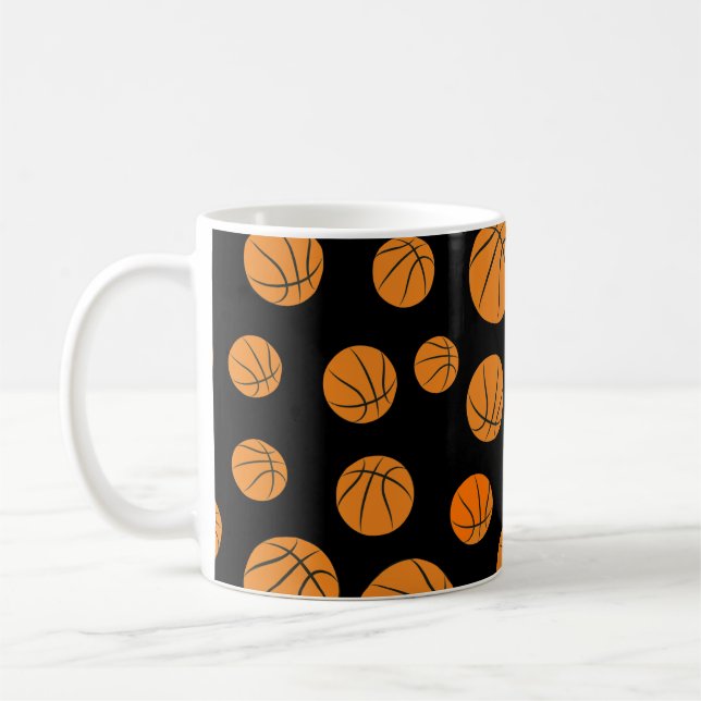 Basketball Bollar Seamless Mönster Kaffemugg (Vänster)