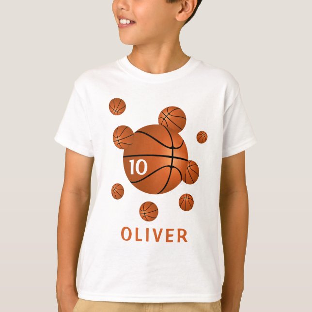 Basketball Bollar Sports Age, spelarnummer T Shirt (Framsida)