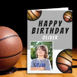 Basketball Bollar Sports Kids Grattis på födelseda Kort<br><div class="desc">Basketball Bollar idrottar Kids Grattis på födelsedagen-fotokort. Basketbollens födelsedagskort med ett namn,  foto och orange silver basketball bollar. Lägg till meddelandet i eller radera det.</div>