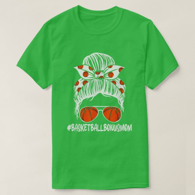 Basketball Bonus Mamma Life Leopard Messy Bun Mor T Shirt (Design framsida)