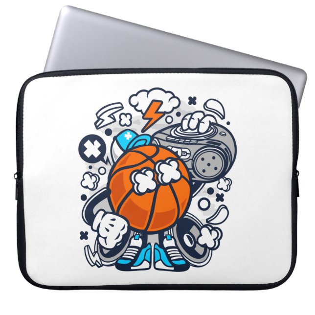 Basketball Boombox-Tecknad | Idrott Laptop Fodral (Framsidan)