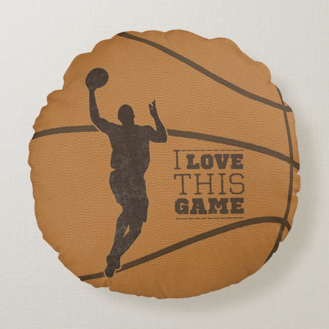 Basketball Boy Game Kärlek Round Dekorativ kudde (Framsidan)