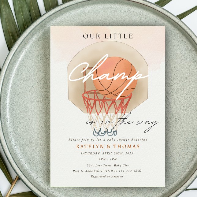Basketball Boy Sports Baby Shower Vår lilla mästar Inbjudningar (Basketball Boy Sports Baby Shower Our Little Champ Invitation)