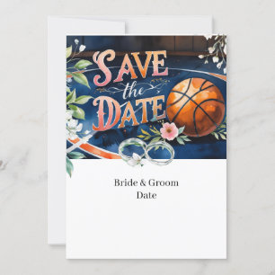 Basketball bröllop spara datum inbjudningar