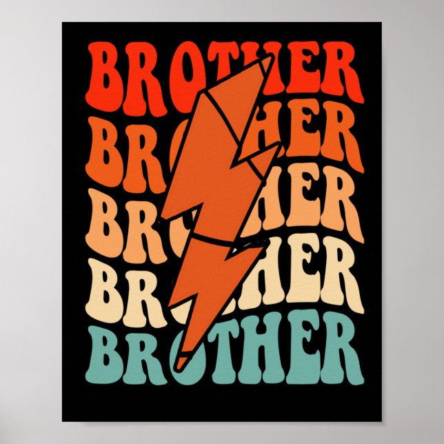 Basketball Brother Retro Groovy Lightning Bult Tjo Poster (Framsidan)