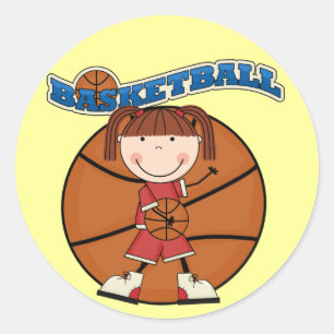 BASKETBALL Brunette Girl T-shirts and Gifts Runt Klistermärke