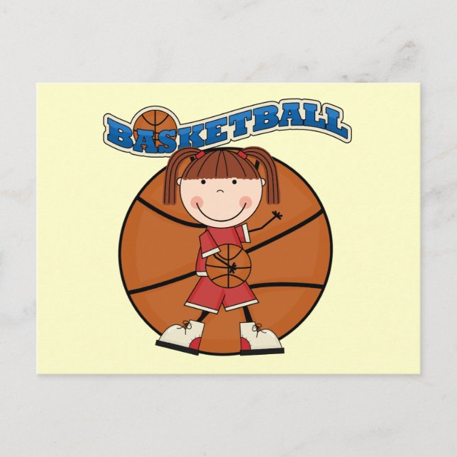BASKETBALL Brunette Girl T-shirts and Gifts Vykort (Framsida)