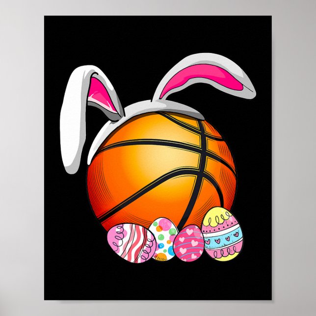 Basketball Bunny Öron Påskägg Kids Girl Boy Poster (Framsidan)
