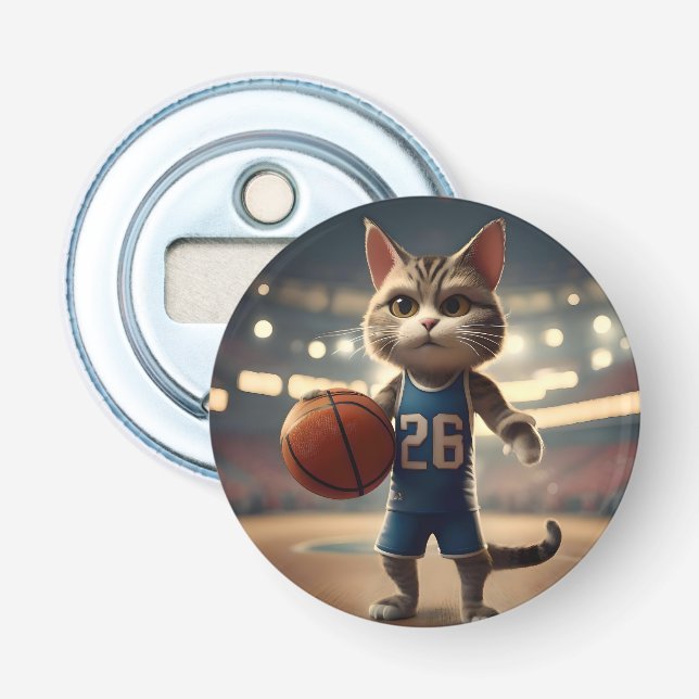Basketball Cat Flasköppnare (Framsidan)