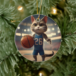 Basketball Cat Julgransprydnad Keramik