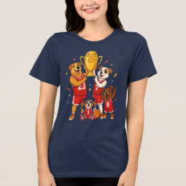 Basketball Champions Dog Family Trophy Celebration T Shirt