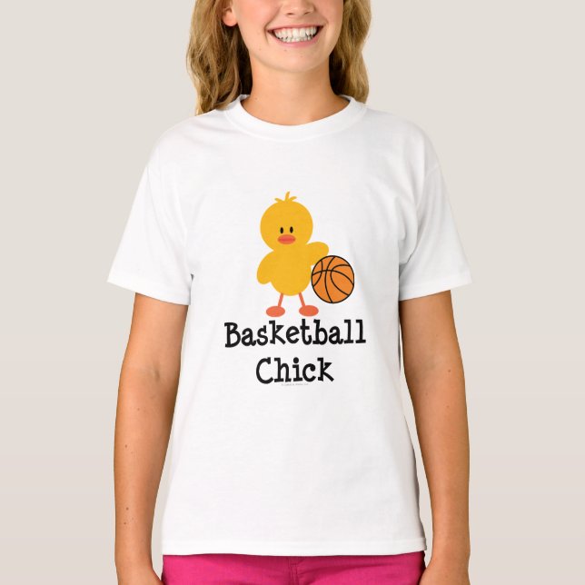 Basketball Chick Girls Ringer T-shirt (Framsida)