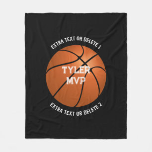 Basketball Child's Namn MVP/Number 2 Text Line Blk Fleecefilt