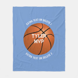Basketball Child's Namn MVP/Number Extra Text Blue Fleecefilt