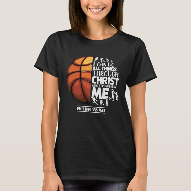 Basketball Christian Saying Motivational Words Ins T Shirt (Framsida)