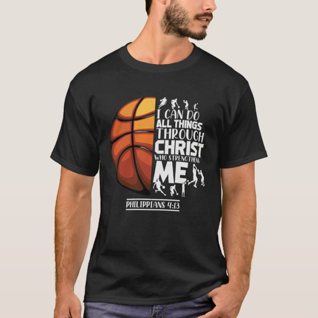 Basketball Christian Saying Motivational Words Ins T Shirt (Framsida)